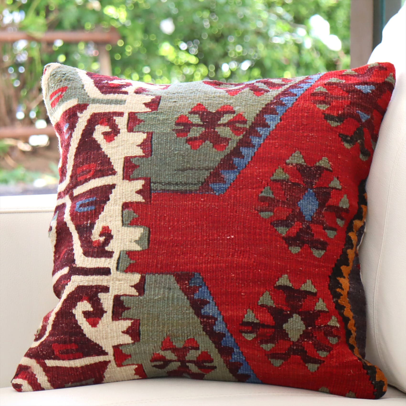 クッションカバー 40×40cm キリム ウール 手織り Turkish Kilim