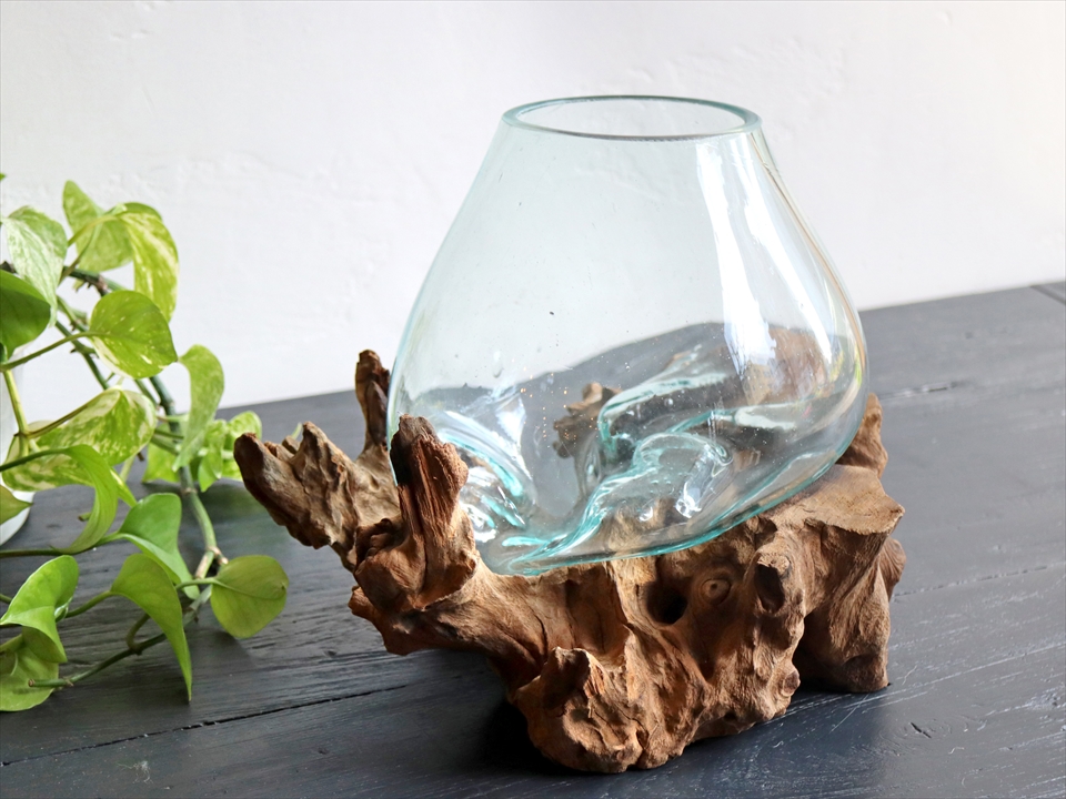 ガラタバザール ガラスベース フラワーベース 花瓶 流木 Glass Planter Flower Vase