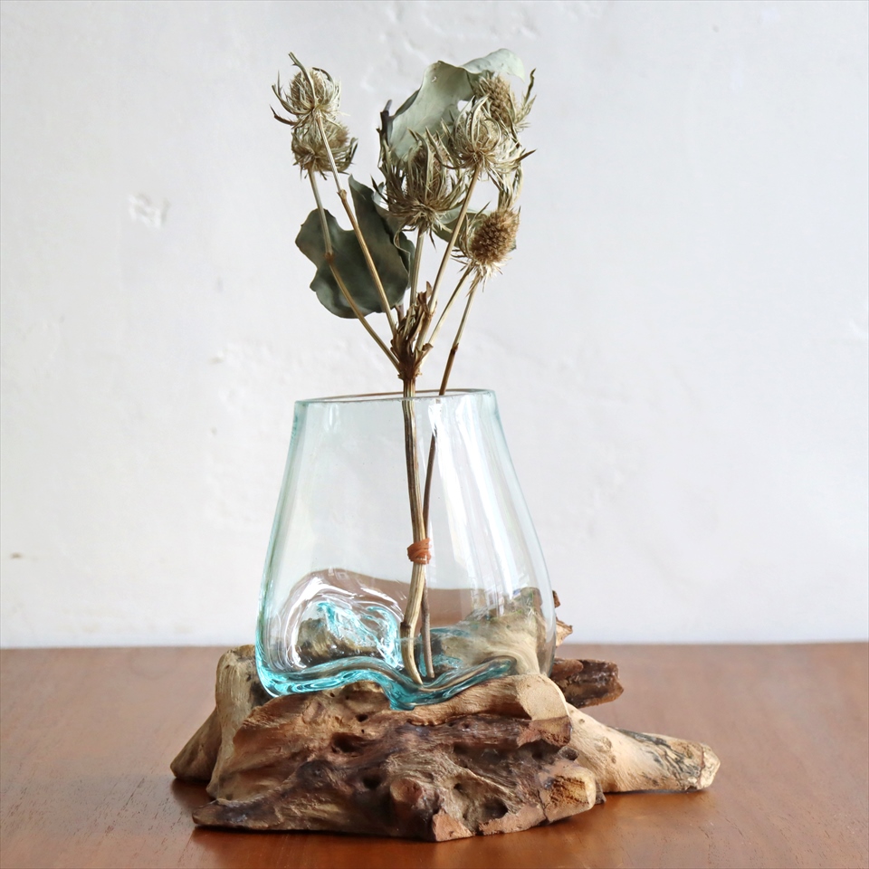 ガラタバザール ガラスベース フラワーベース 花瓶 流木 Glass Planter Flower Vase