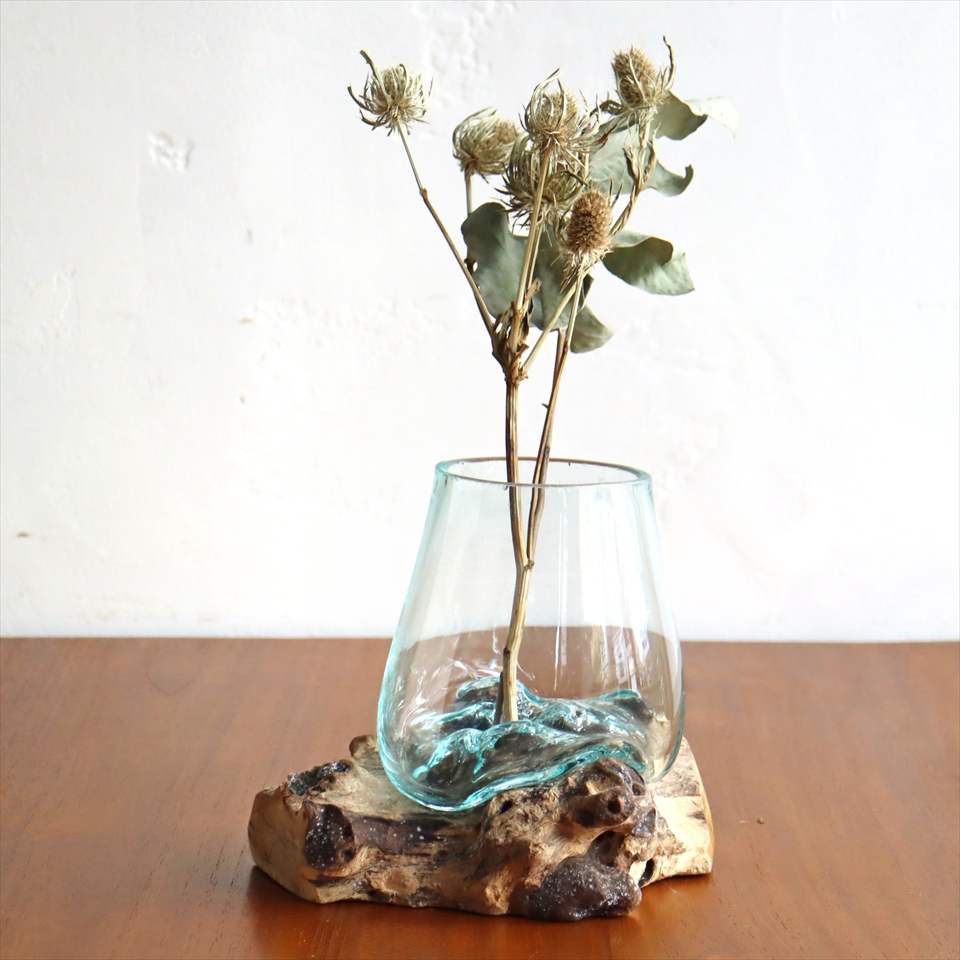 ガラタバザール ガラスベース フラワーベース 花瓶 流木 Glass Planter Flower Vase